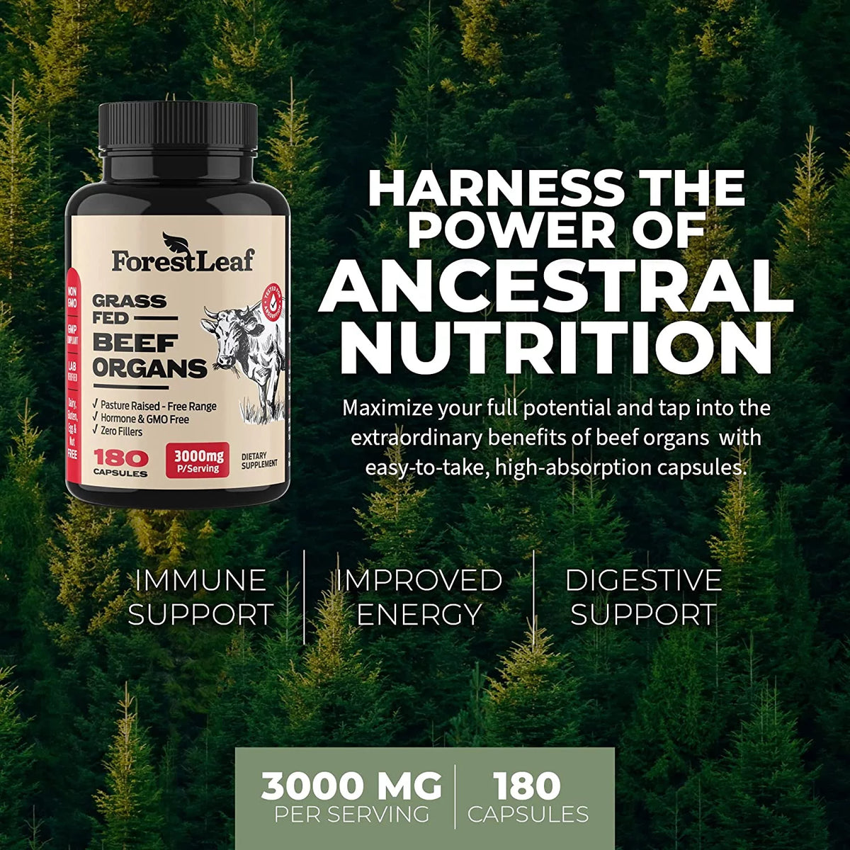 Grass Fed Beef Organ Supplement 180 Count H202763