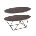 Wood Table Set with Metal Base Set of Three Brown and Gray E52462