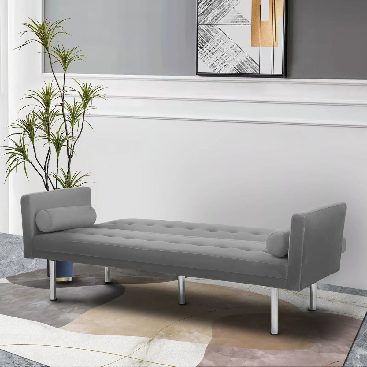 68.5" Velvet Convertible Sleeper Sofa U64910