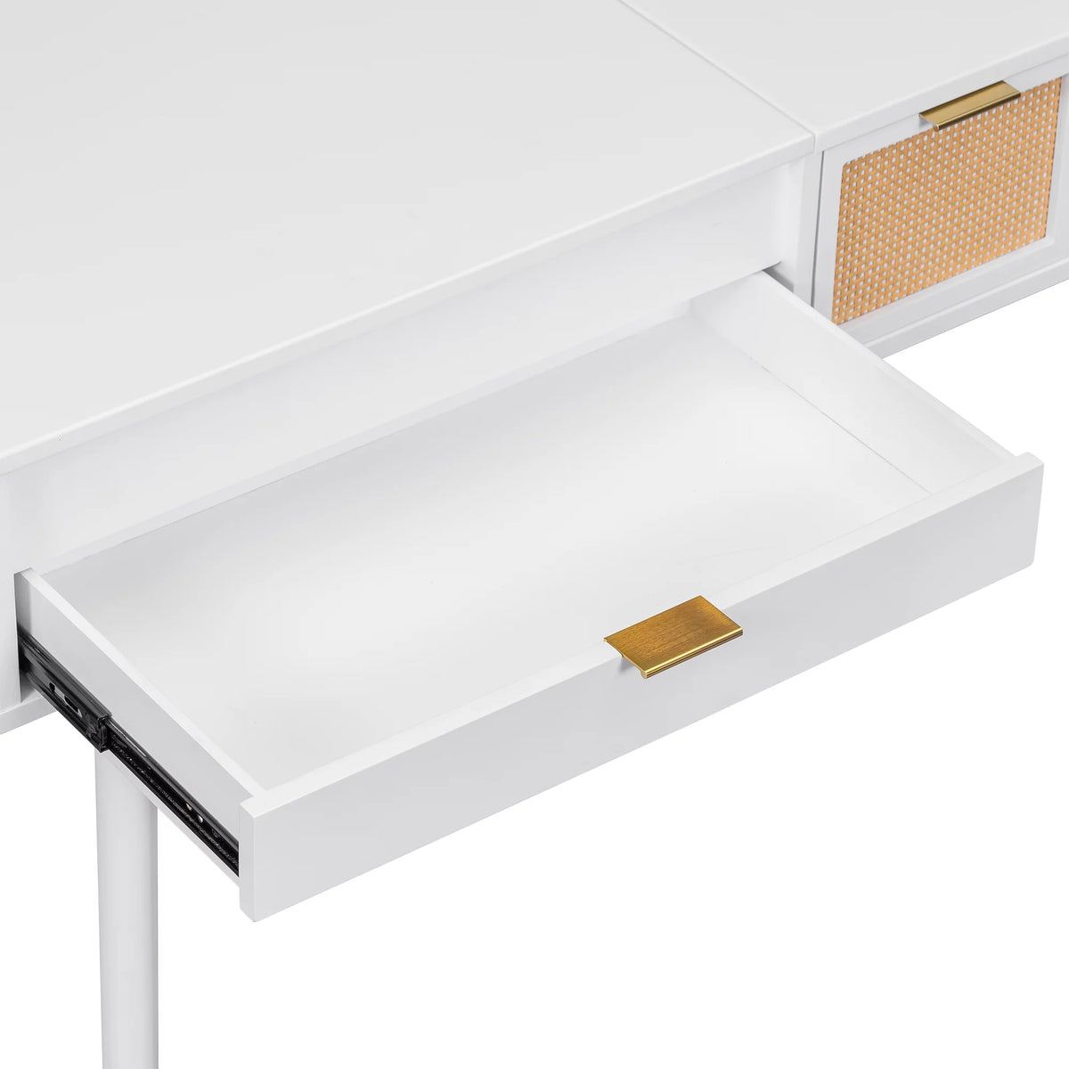 White Wood Makeup Dresser with Flip-top Mirror and Stool A61320