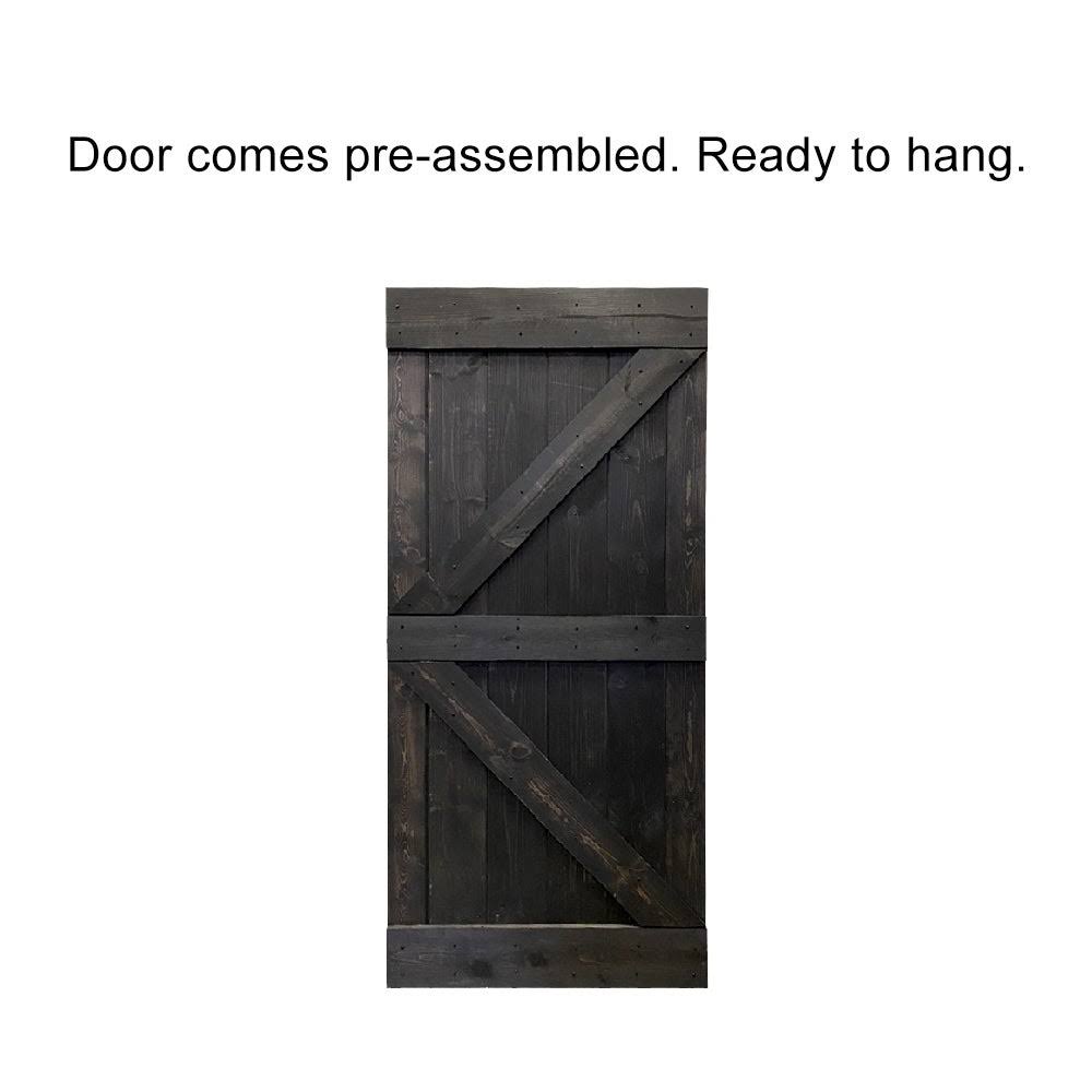 30 in. x 84 in. Red Walnut Stained Solid Pine Wood Interior Sliding Barn Door Slab Y675664