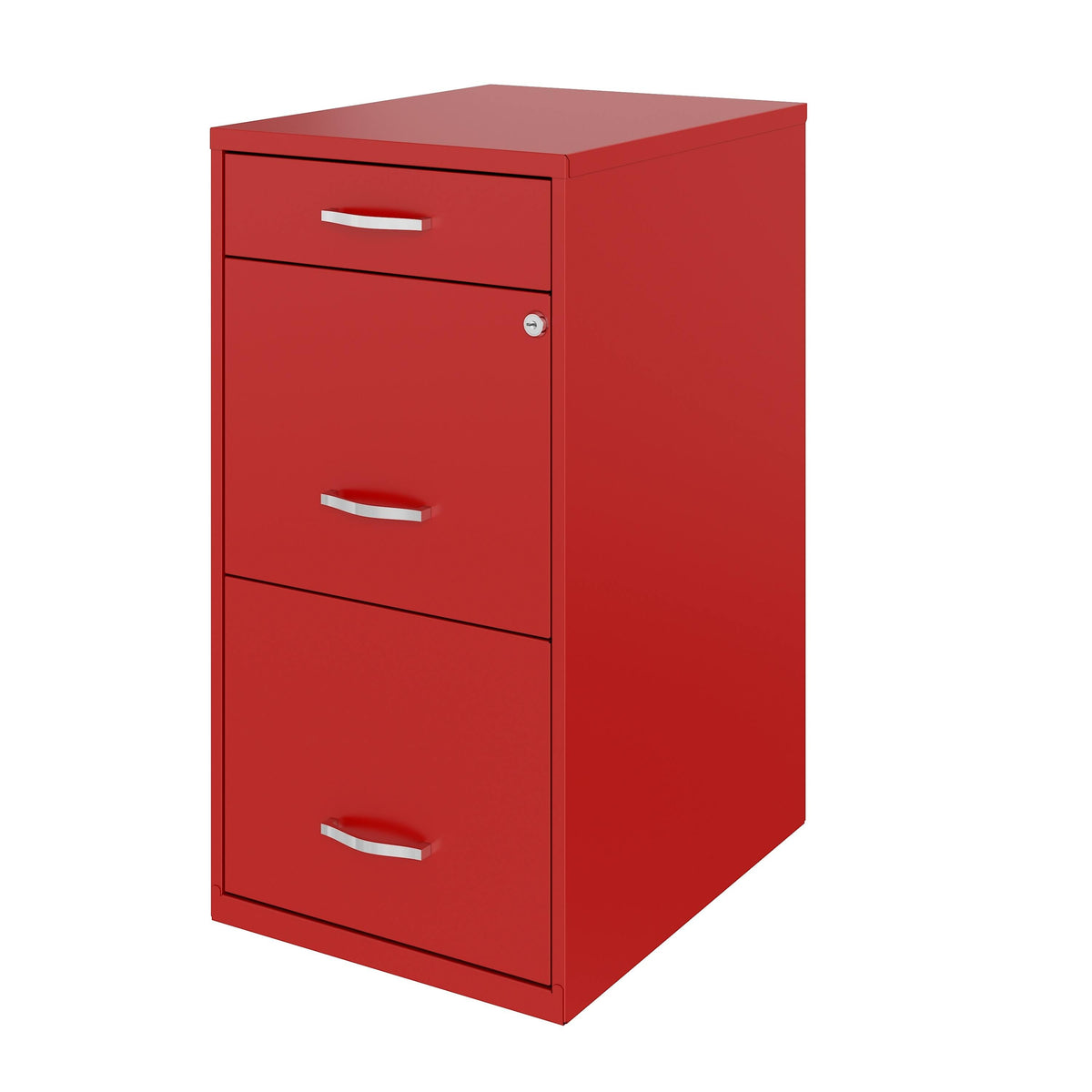 18in Deep 3 Drawer Metal File Cabinet Red H54706