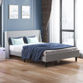 King Size Light Gray Linen Upholstered Bed Frame H536782