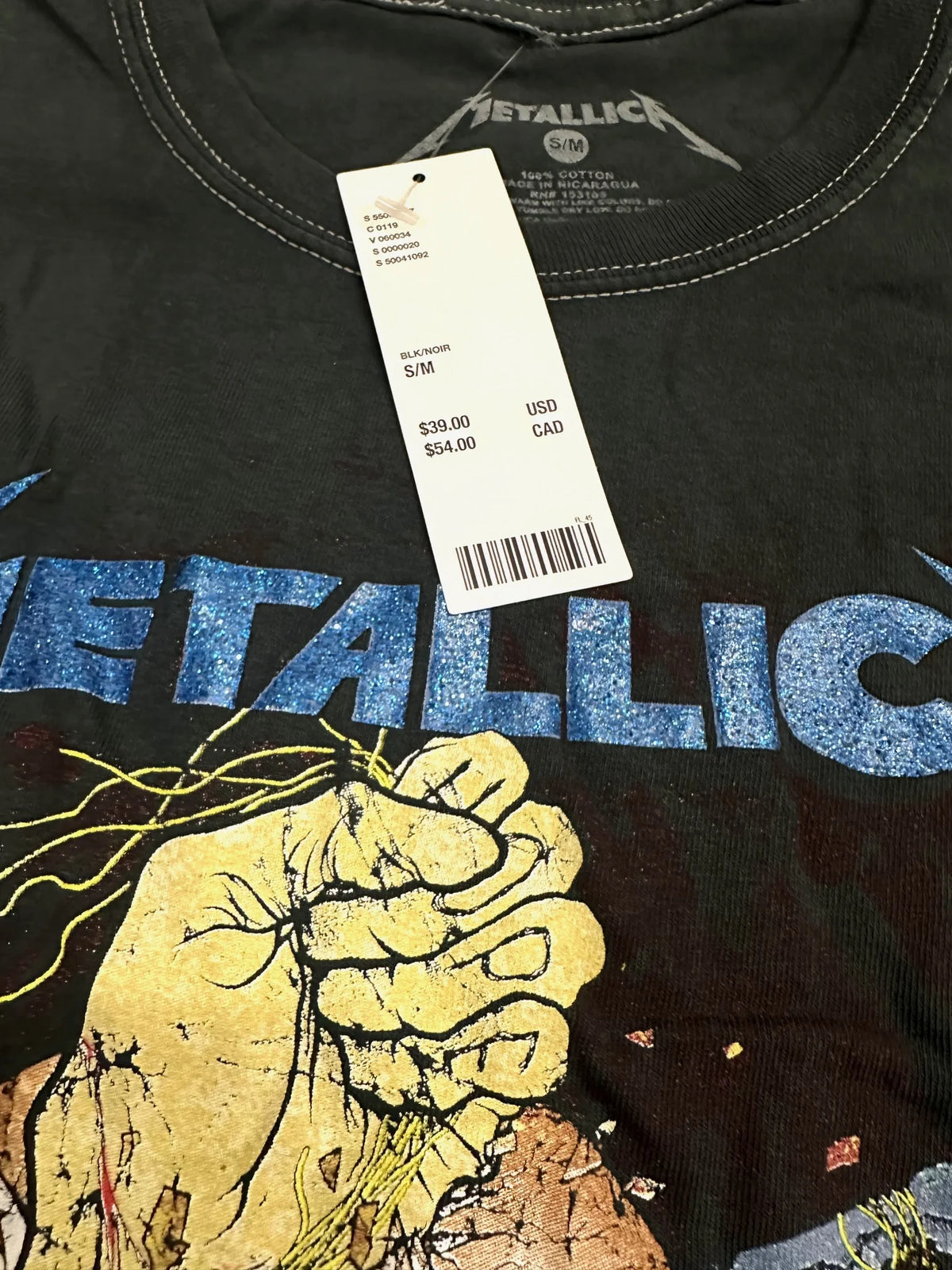 Metallica 1988 Tour Glitter Oversized Fit Tee T-Shirt T146223