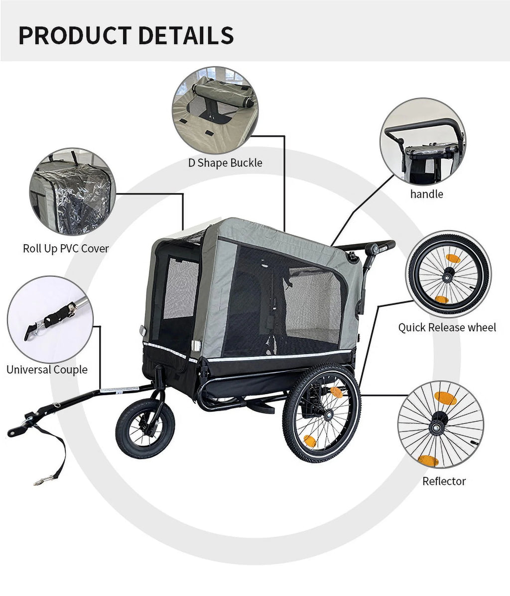 Heavy Duty Foldable Pet Stroller Bicycle Trailer C179