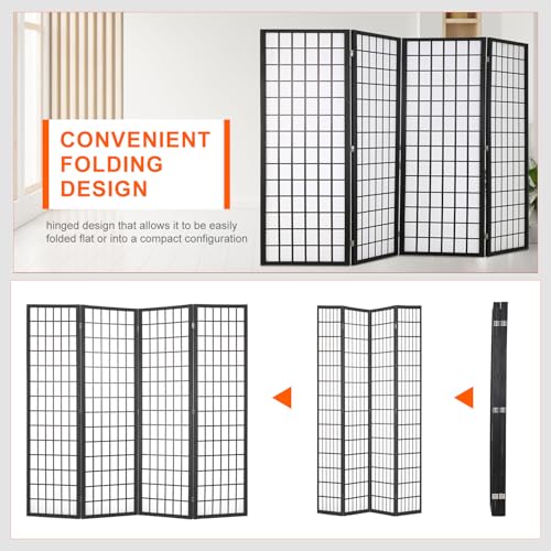 4 Panel 6 FT White Wood Room Divider W3082