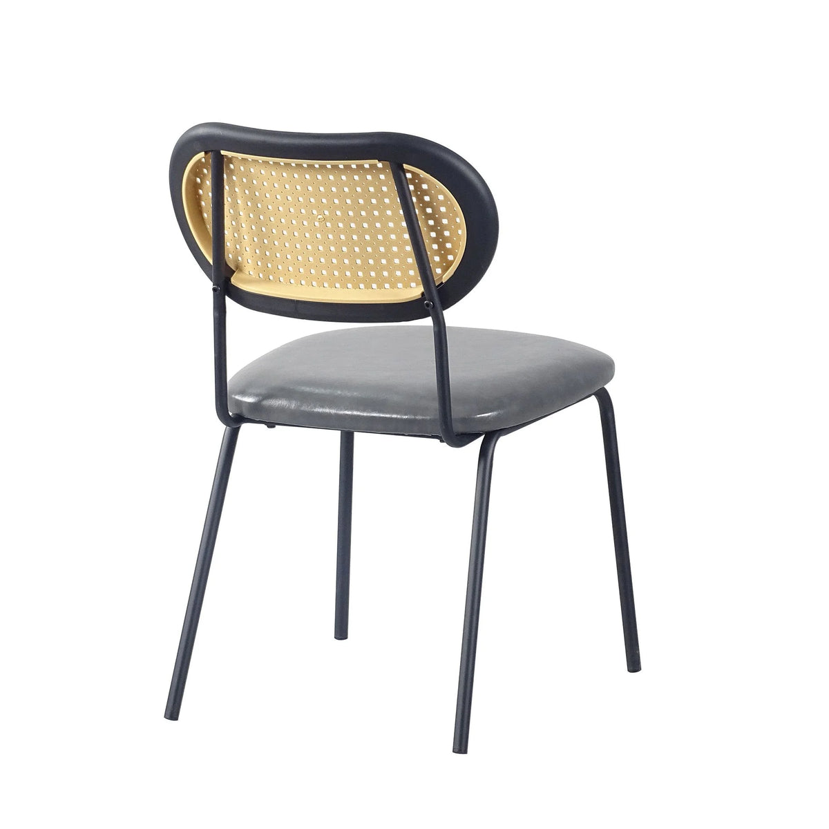 Light Gray Set of 4 Upholstered Dining Chairs with Black Metal Legs Y187820