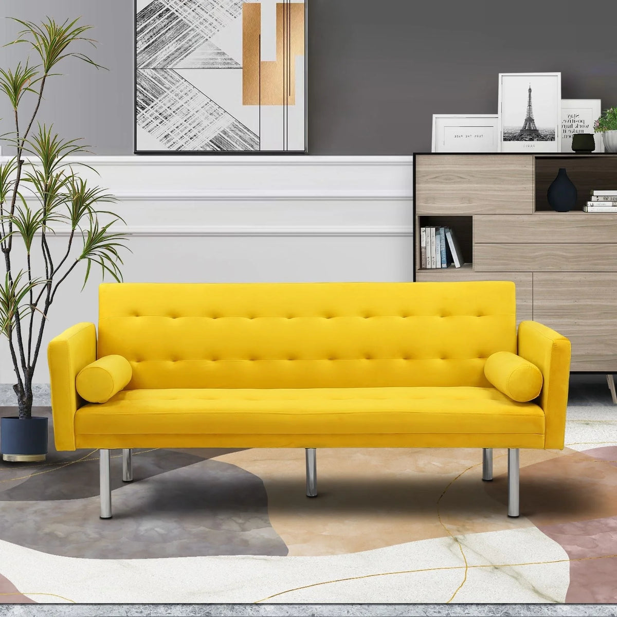 68.5" Velvet Convertible Sleeper Sofa U64910
