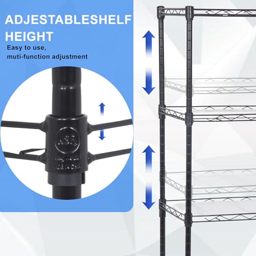 3 Tier Adjustable Metal Storage Shelf 450 lbs Capacity NSF Certified Black F4843
