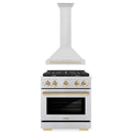 30 In. Gas Range and Range Hood in Stainless Steel with Gold Accents E710