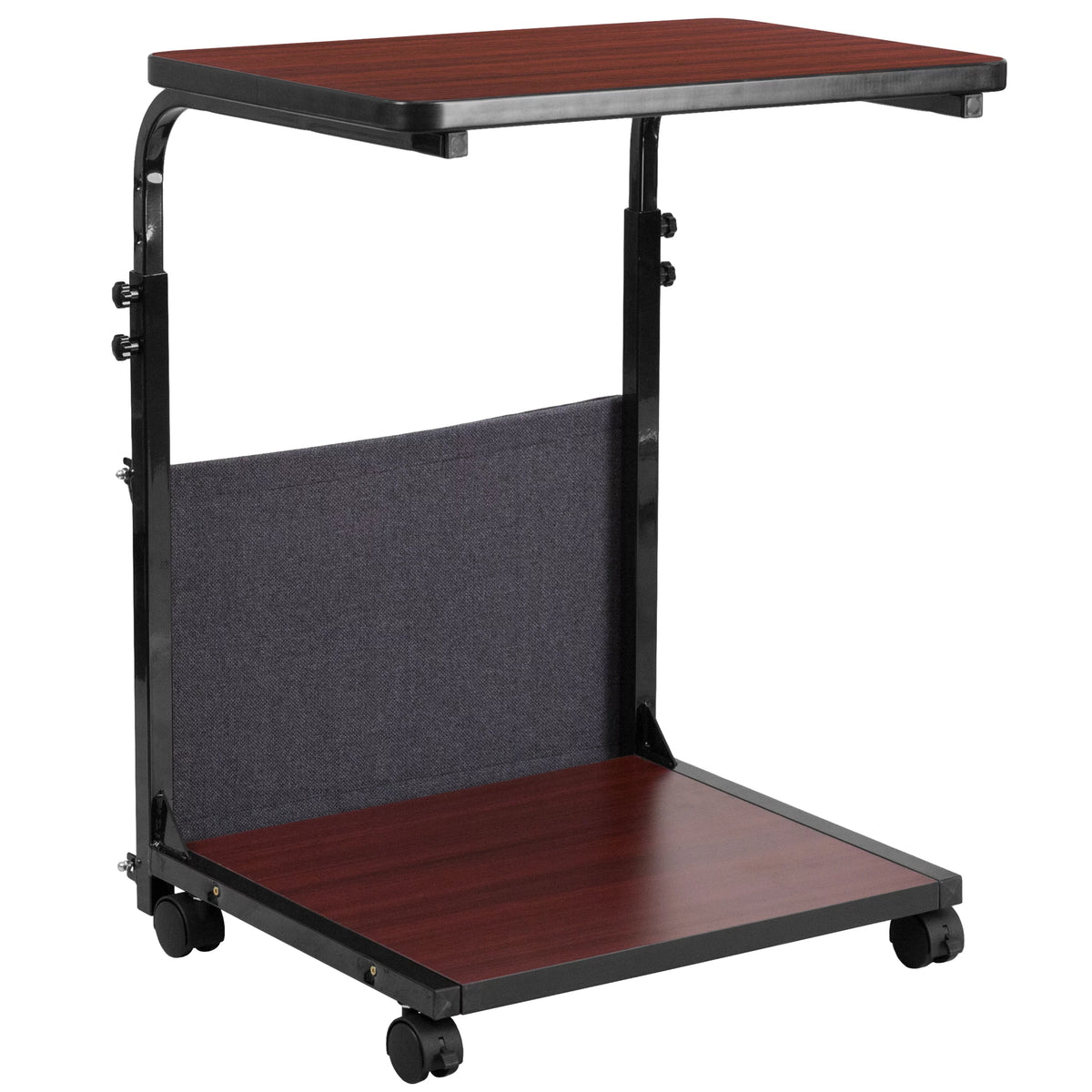 Mahogany Ergonomic Computer Desk with Removable Pouch E322