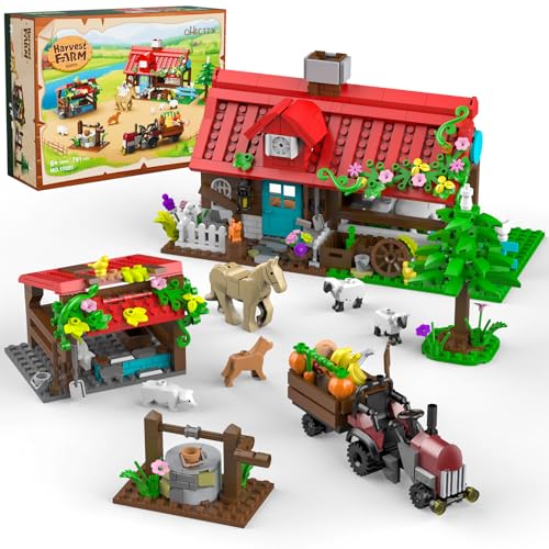 Farm House Building Set 791 Pcs with Tractor Horse Animals I743