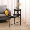 Black 2-Tier Side Table with Storage C935979