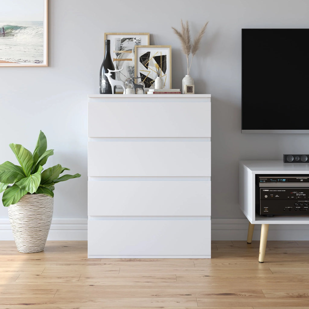 White 4 Drawer Wood Dresser F7033