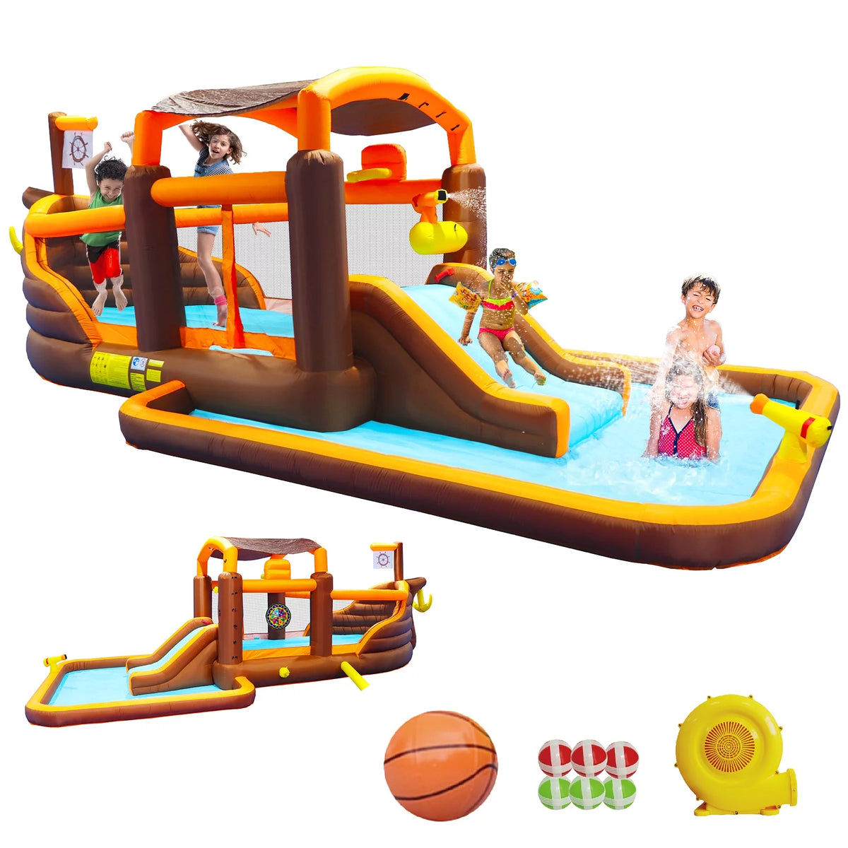 Inflatable Water Park with Splash Pool & Basketball C6113
