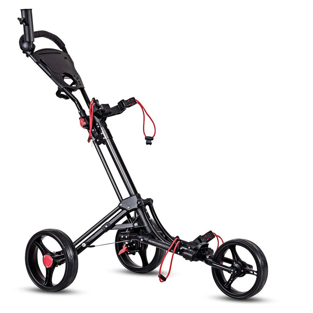 Foldable 3 Wheel Steel Golf Push Cart with Umbrella Holder K375