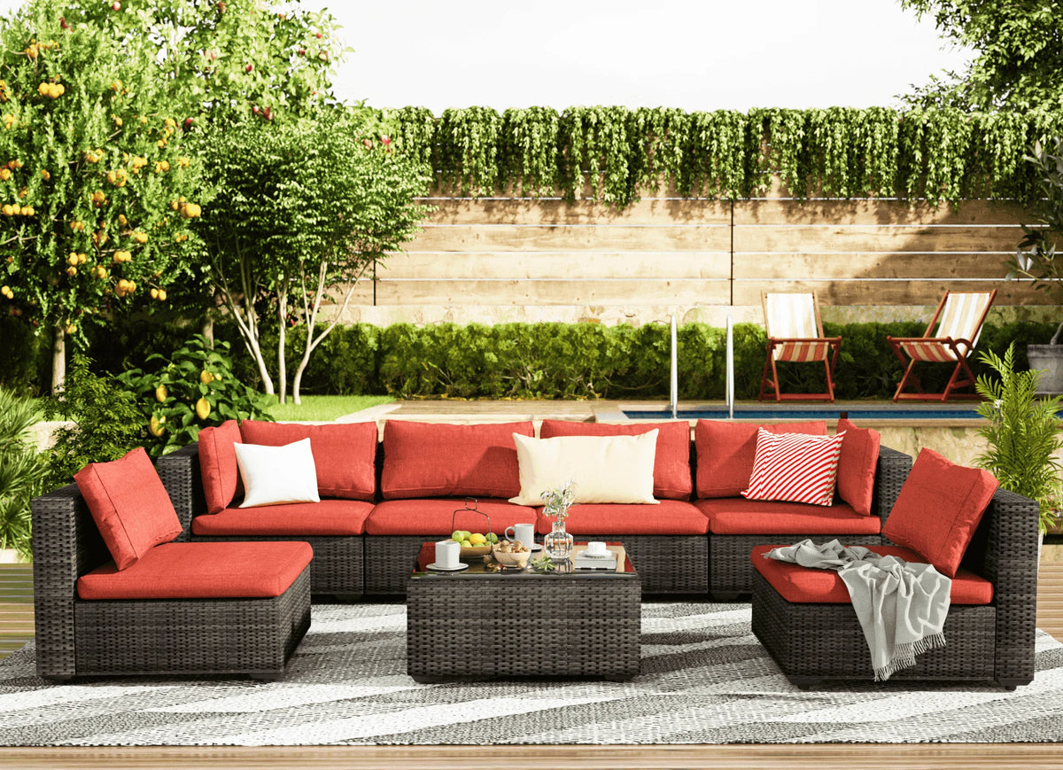 Blue Wicker Sectional Sofa J2683