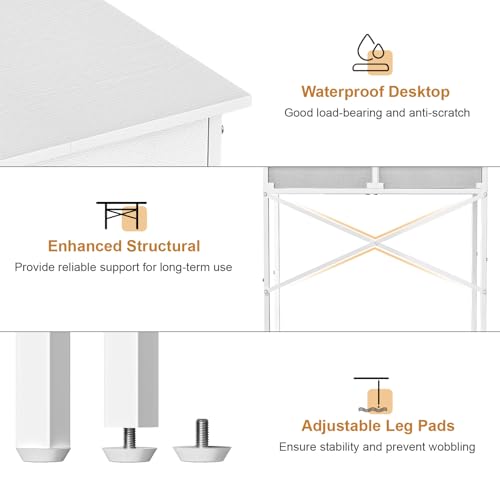 White 32 Inch Vanity Desk with Fabric Drawer M39883