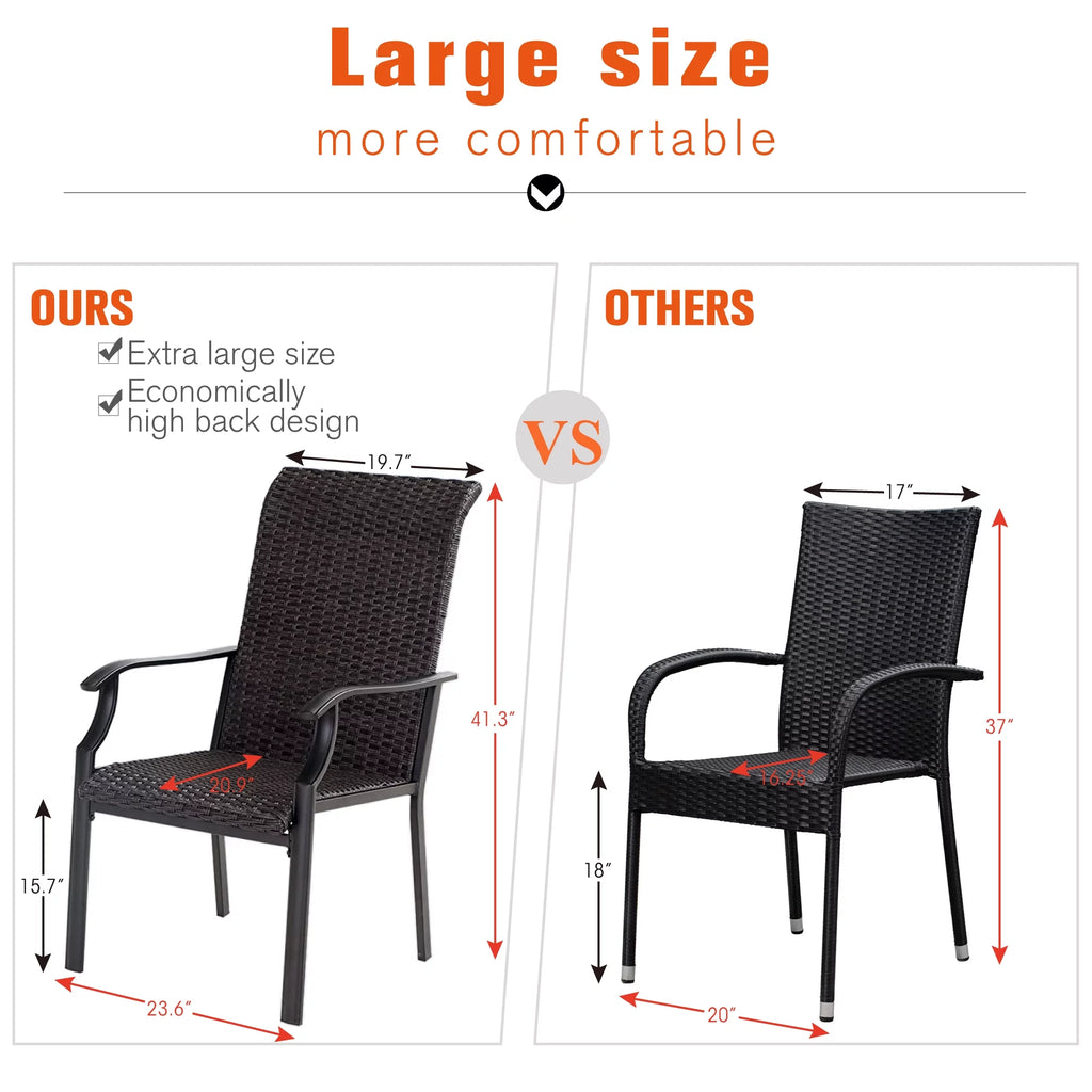 7 Pieces Outdoor Wicker Dining Set with 6 Chairs and Metal Table E886292