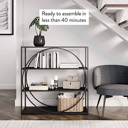 Black 4-Shelf Geometric Bookcase X1539