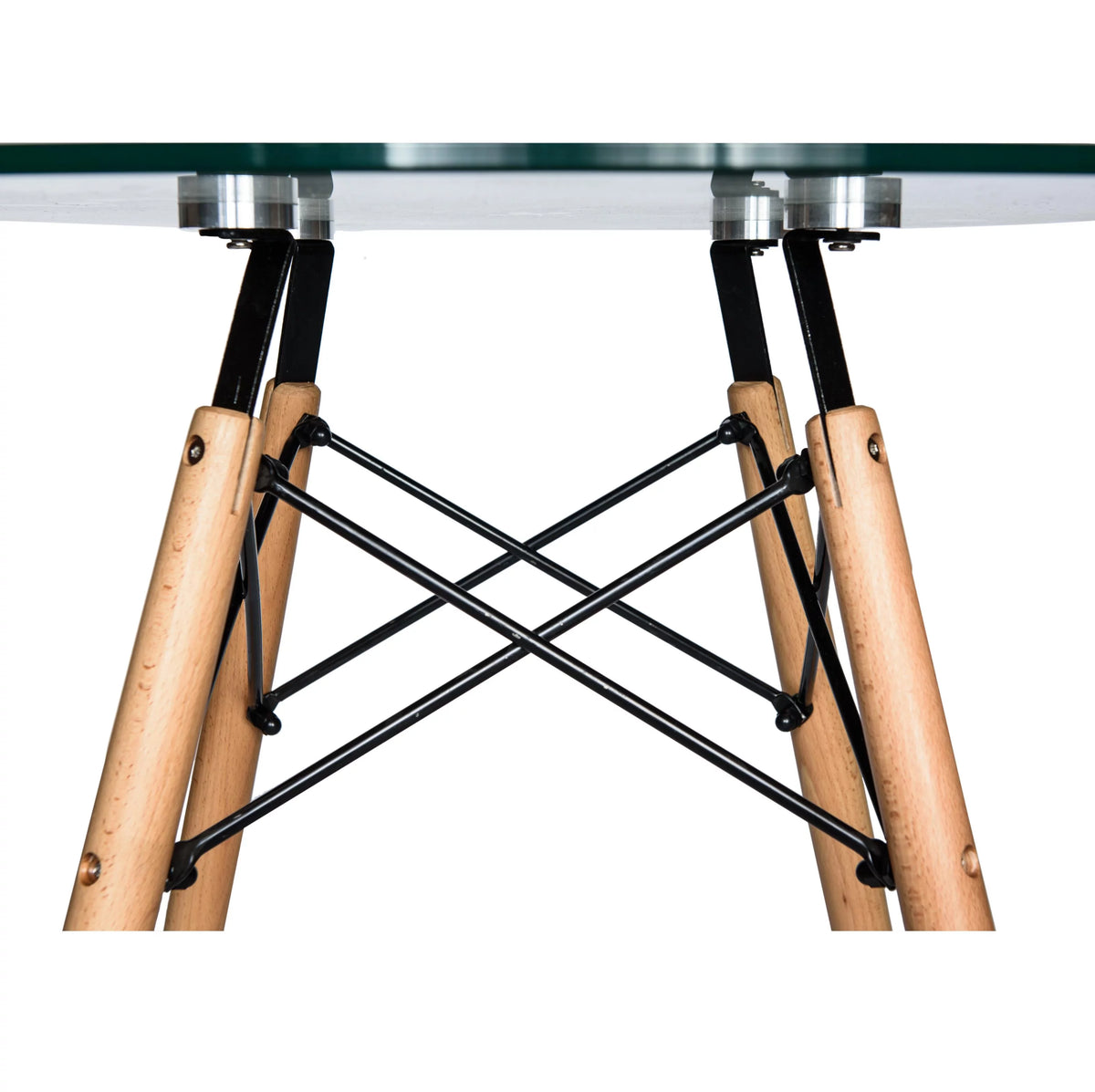 Round Glass Top Dining Table with Wood Base R651911