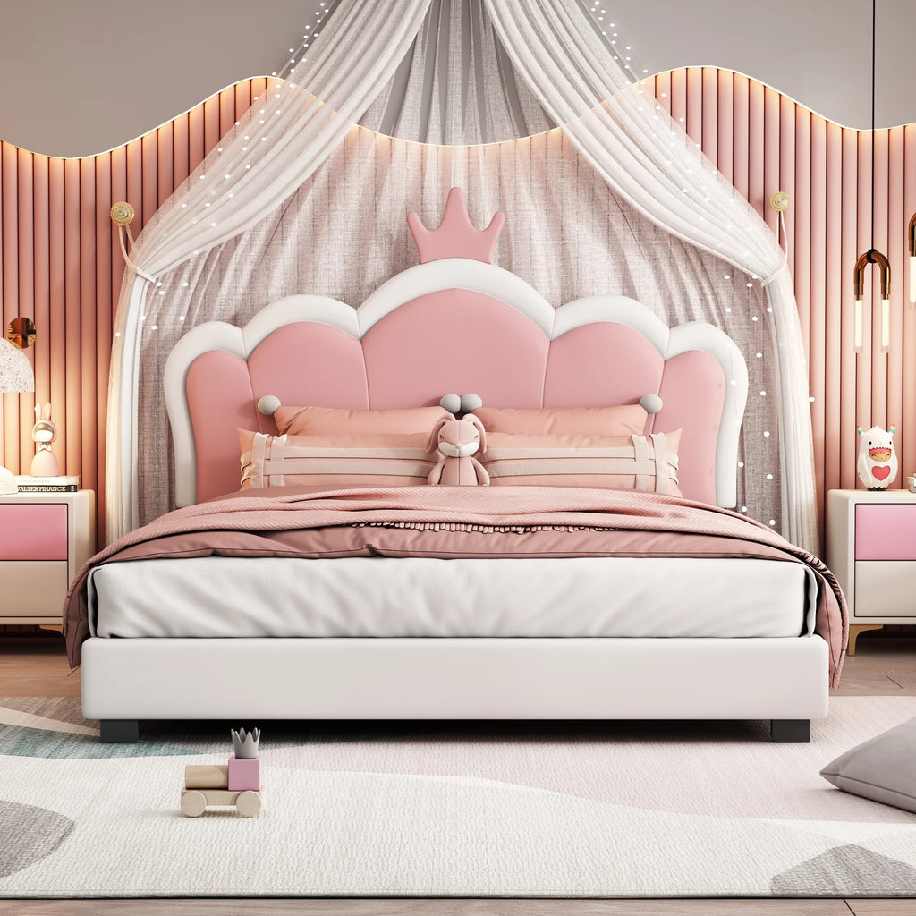 White Upholstered Twin Platform Bed I4801