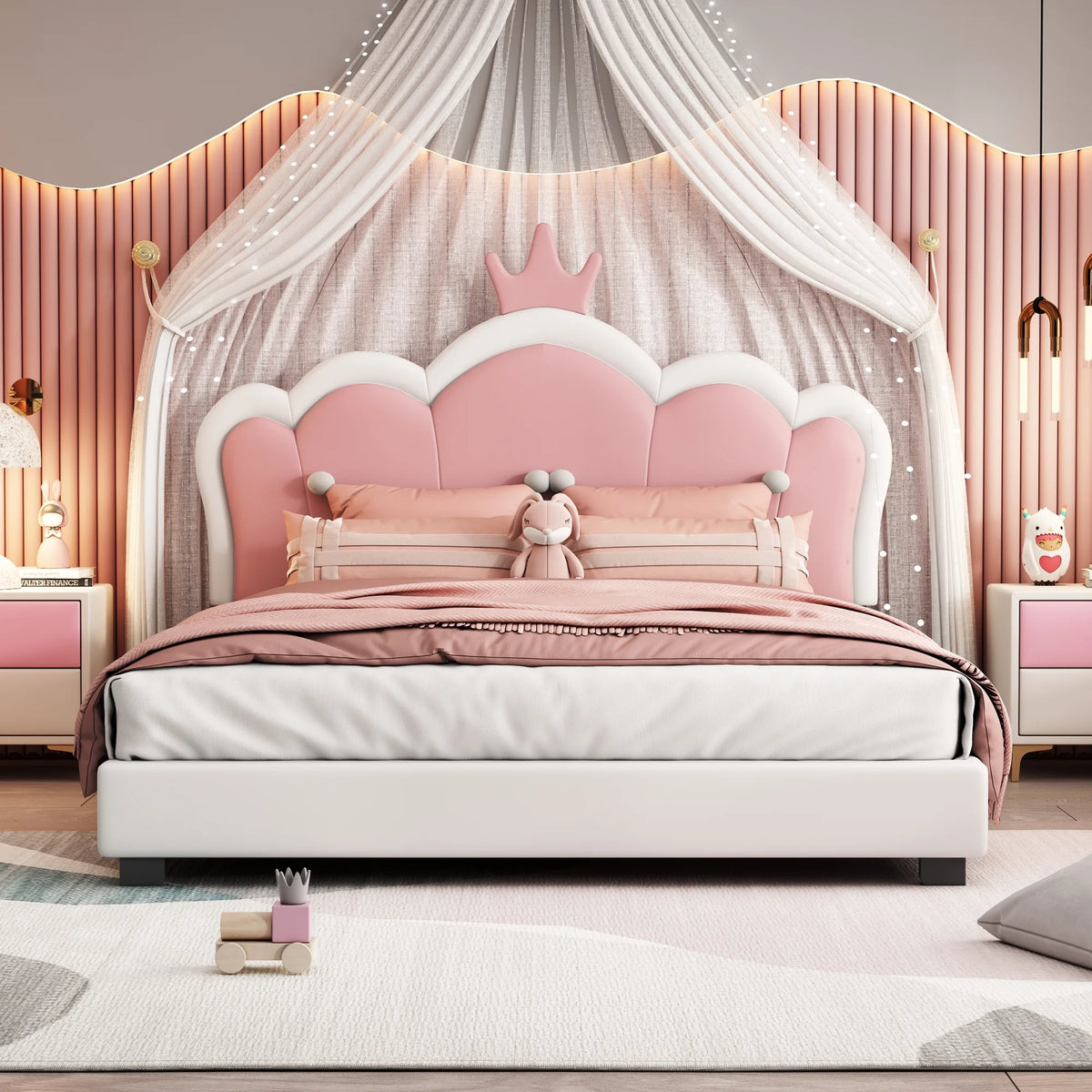 White Upholstered Twin Platform Bed I4801