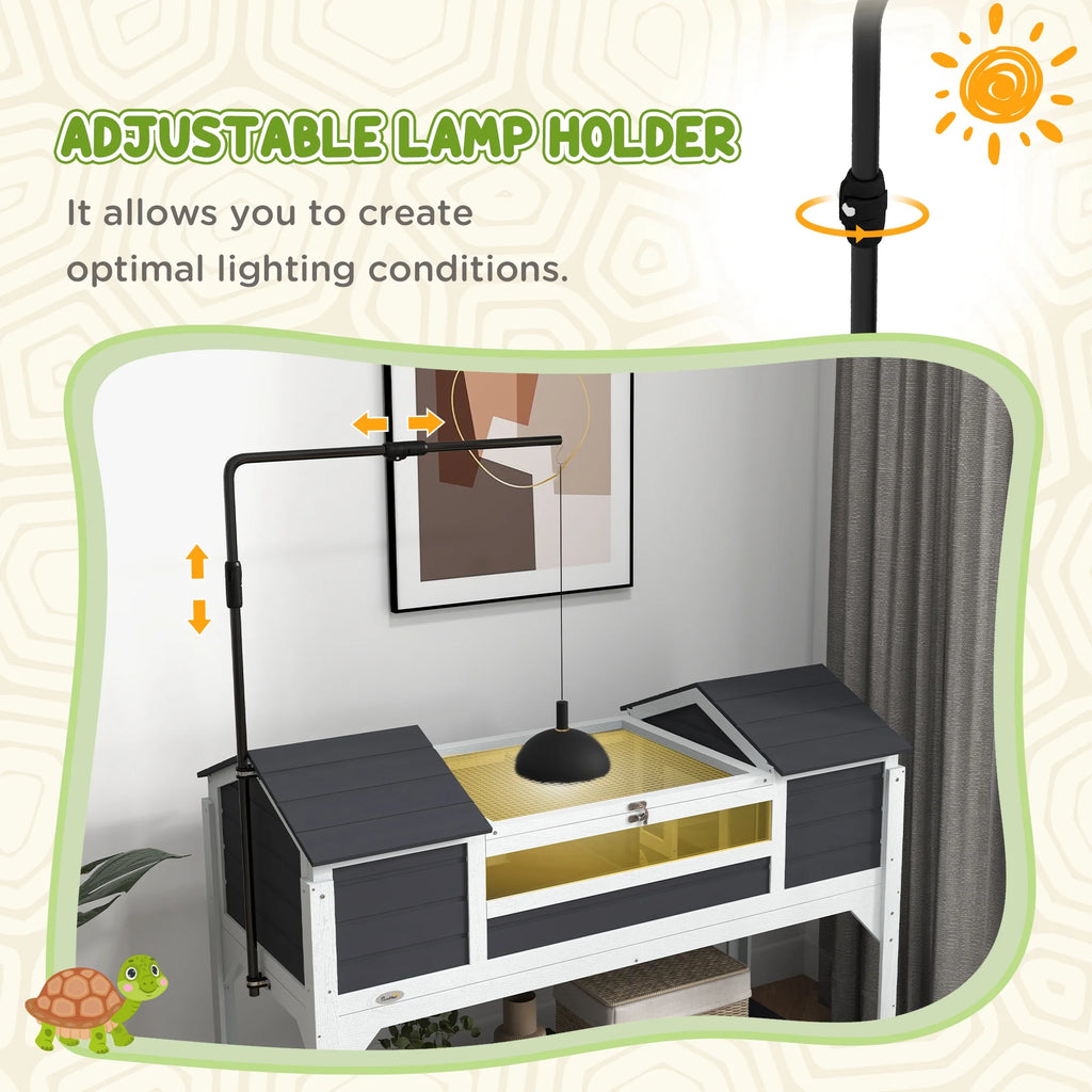 Wooden Tortoise Habitat with Adjustable Lamp Holder V7045