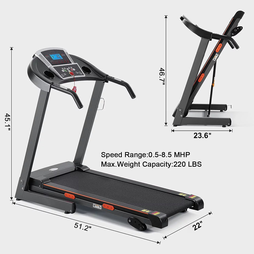 Electric Foldable Treadmill 2.5 HP 3 Levels Incline H216