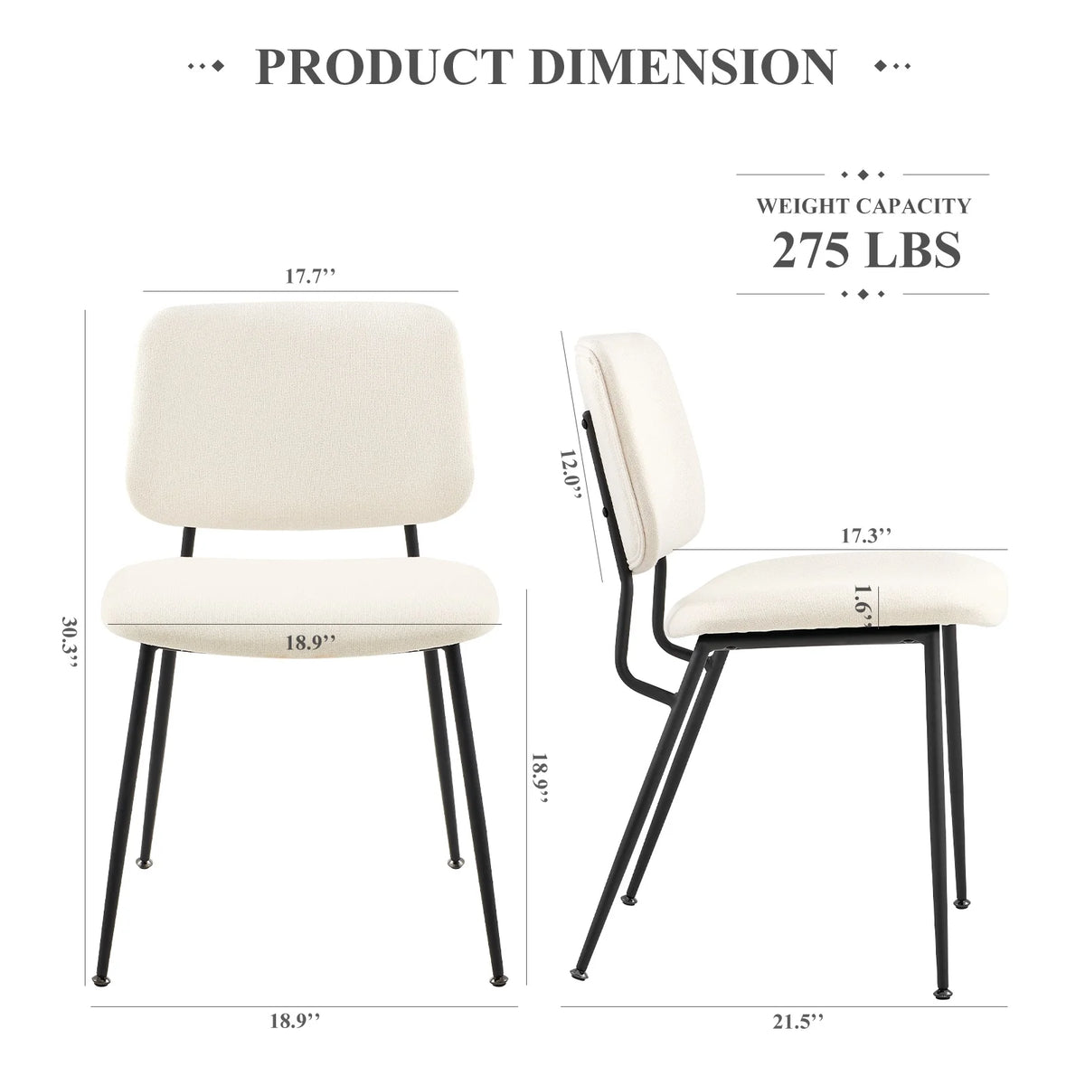 Cream Fabric Upholstered Dining Chairs Set of 6 B11979