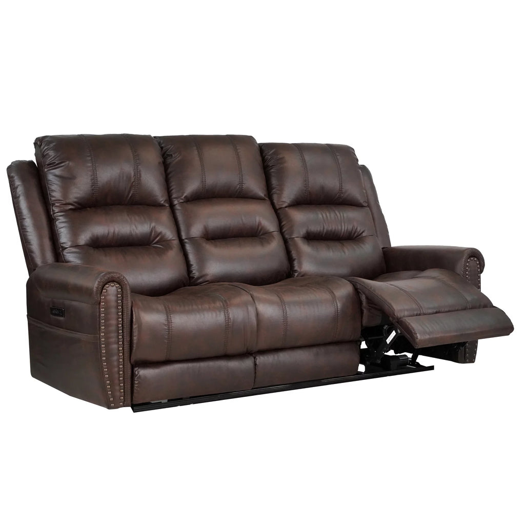 Brown Power Reclining Sofa with Power Headrest Q89192