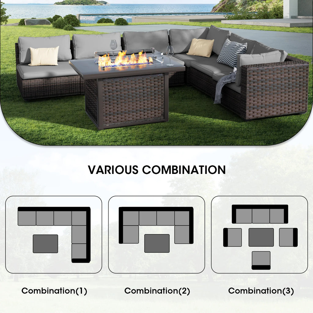 Blue Wicker Sectional Sofa J2683