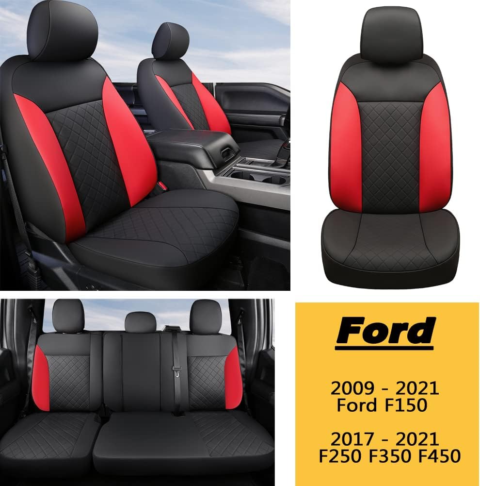 Black Red Car Seat Covers Full Set D1756