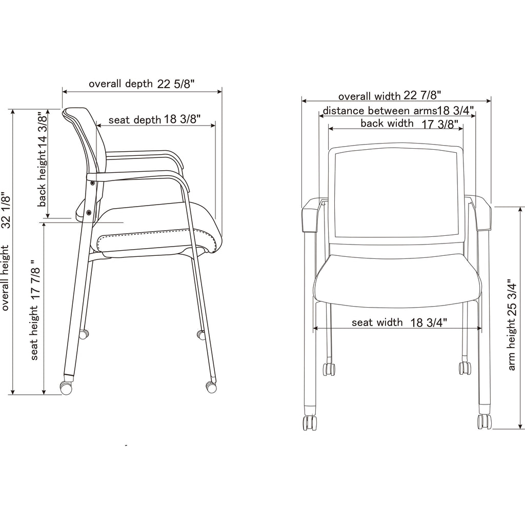Black Mesh Back Guest Chairs with Casters S5444