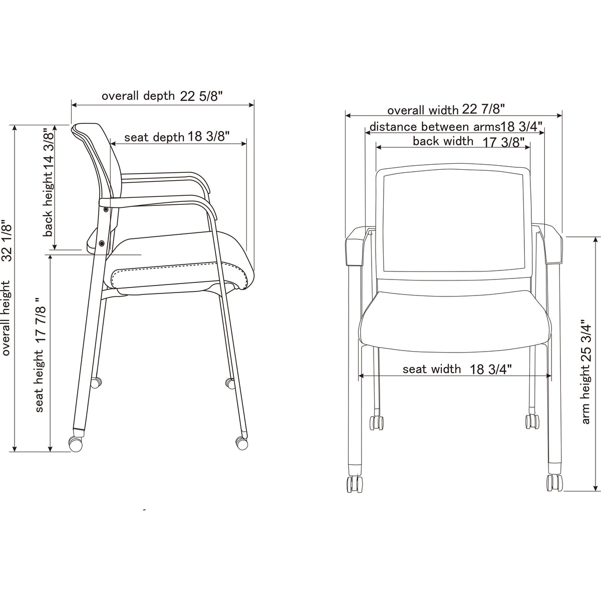 Black Mesh Back Guest Chairs with Casters S5444