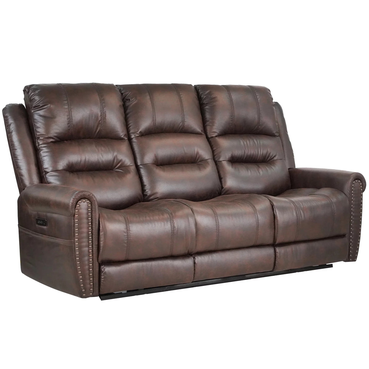 Brown Power Reclining Sofa with Power Headrest Q89192