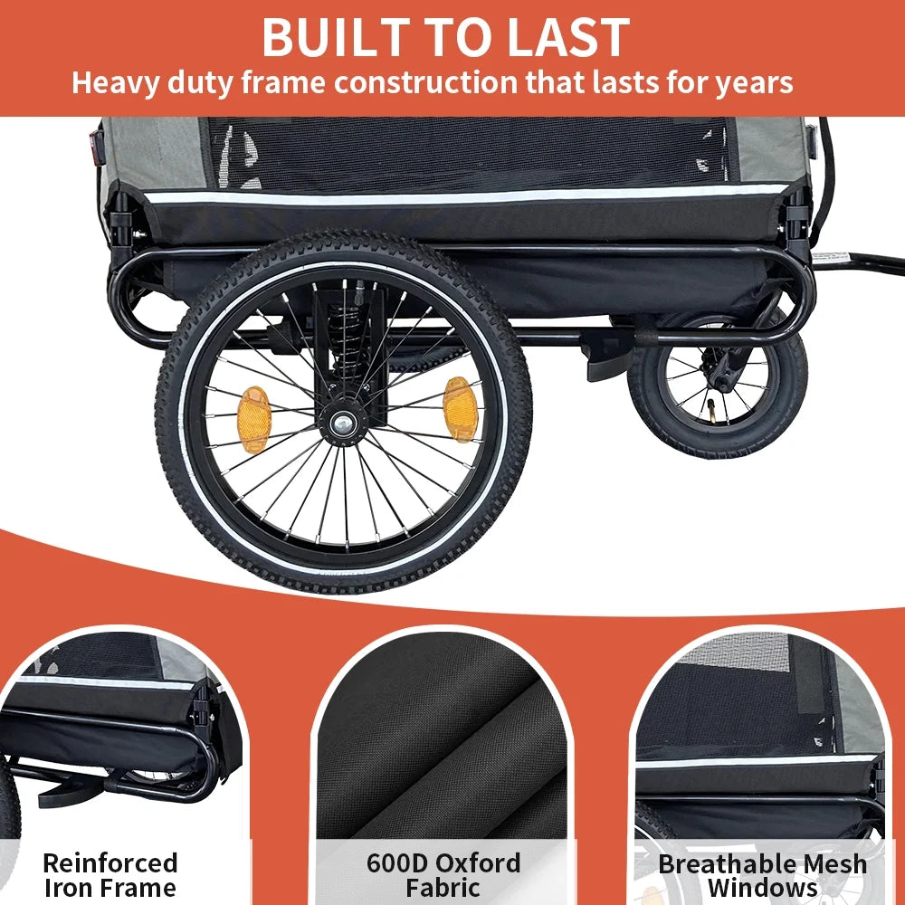 Heavy Duty Foldable Pet Stroller Bicycle Trailer C179