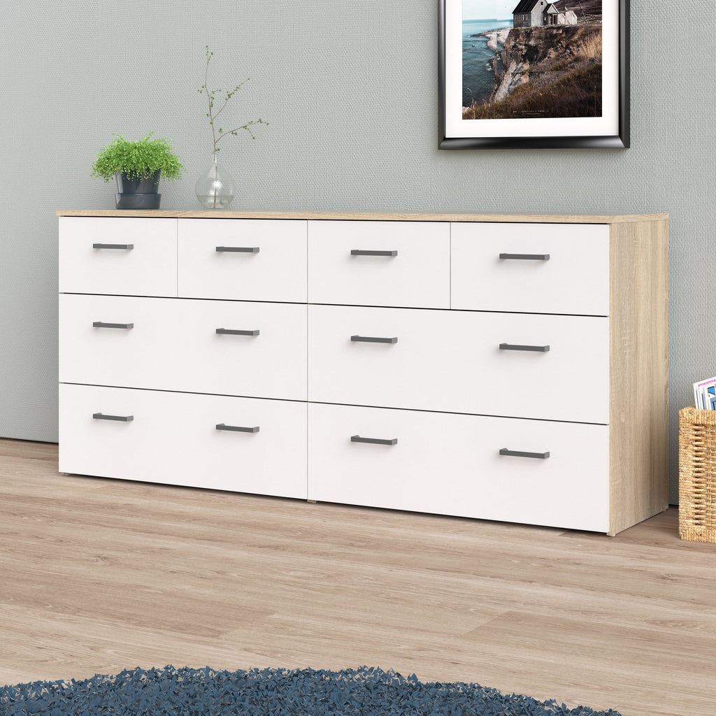 Oak Structure White 8 Drawer Double Dresser Q76413