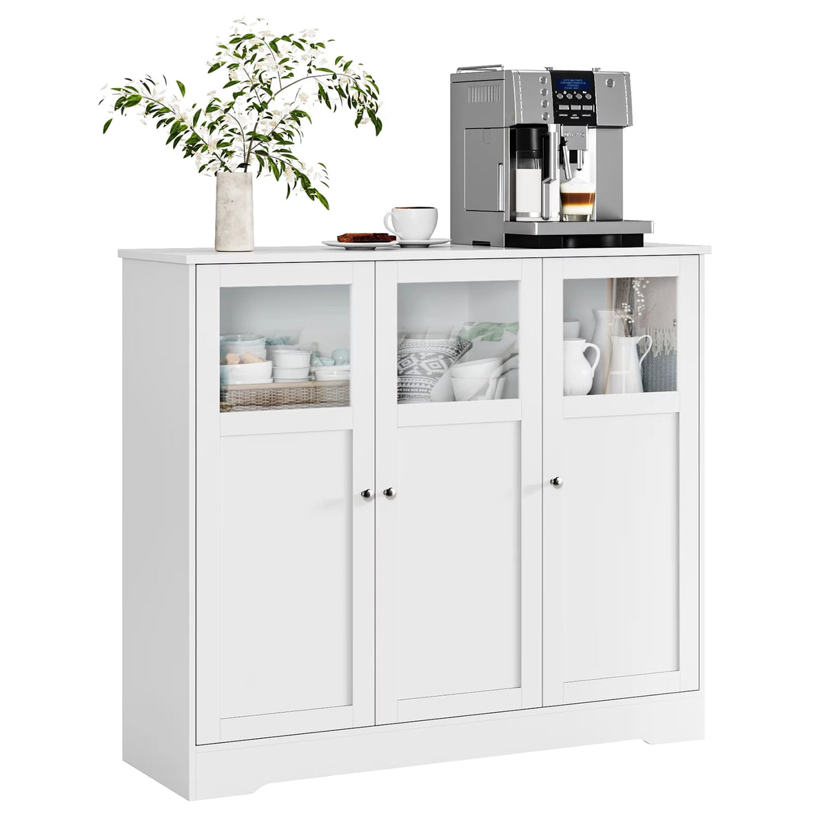 White 3 Glass Door Accent Cabinet I8867