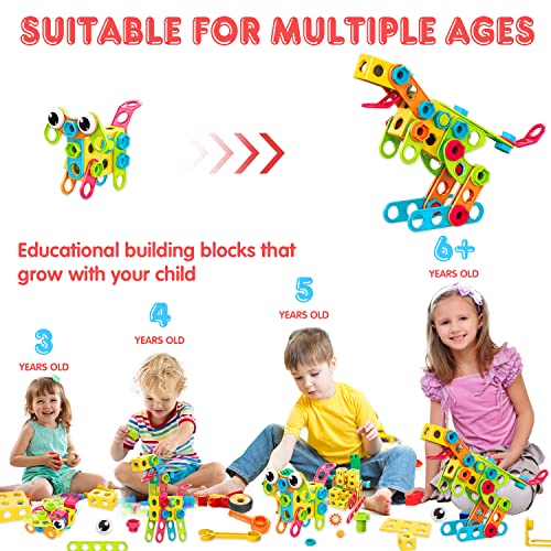 195 Pcs STEM Building Blocks Toy Set with Storage Box U723192