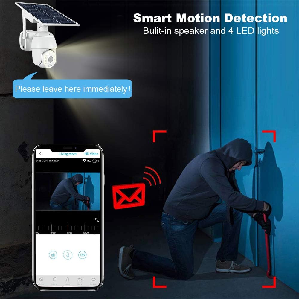 Wireless Solar Security Camera 1080P Night Vision 2-Way Audio W493677