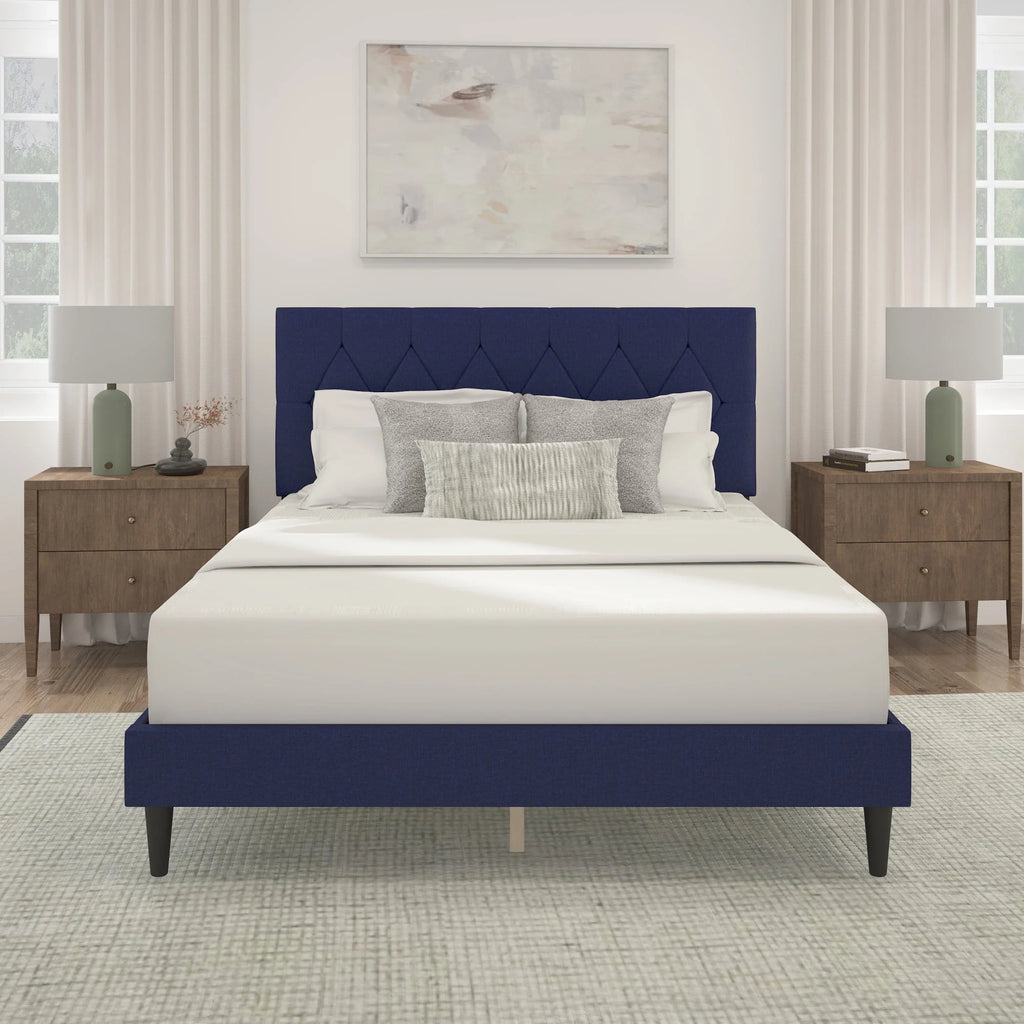 Gray Diamond Tufted Upholstered Queen Platform Bed M730618