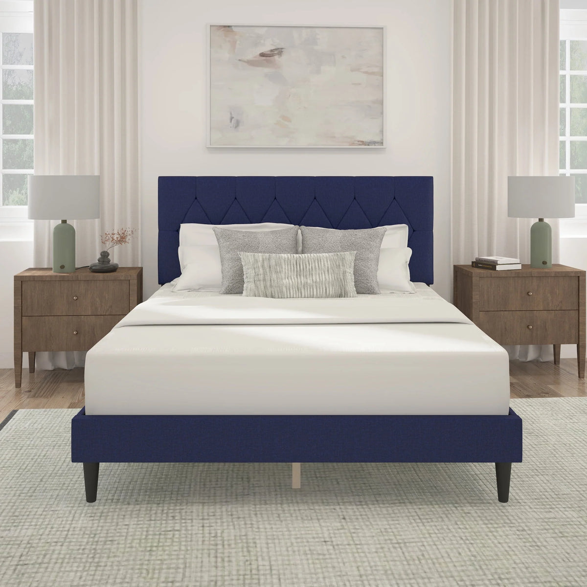 Gray Diamond Tufted Upholstered Queen Platform Bed M730618