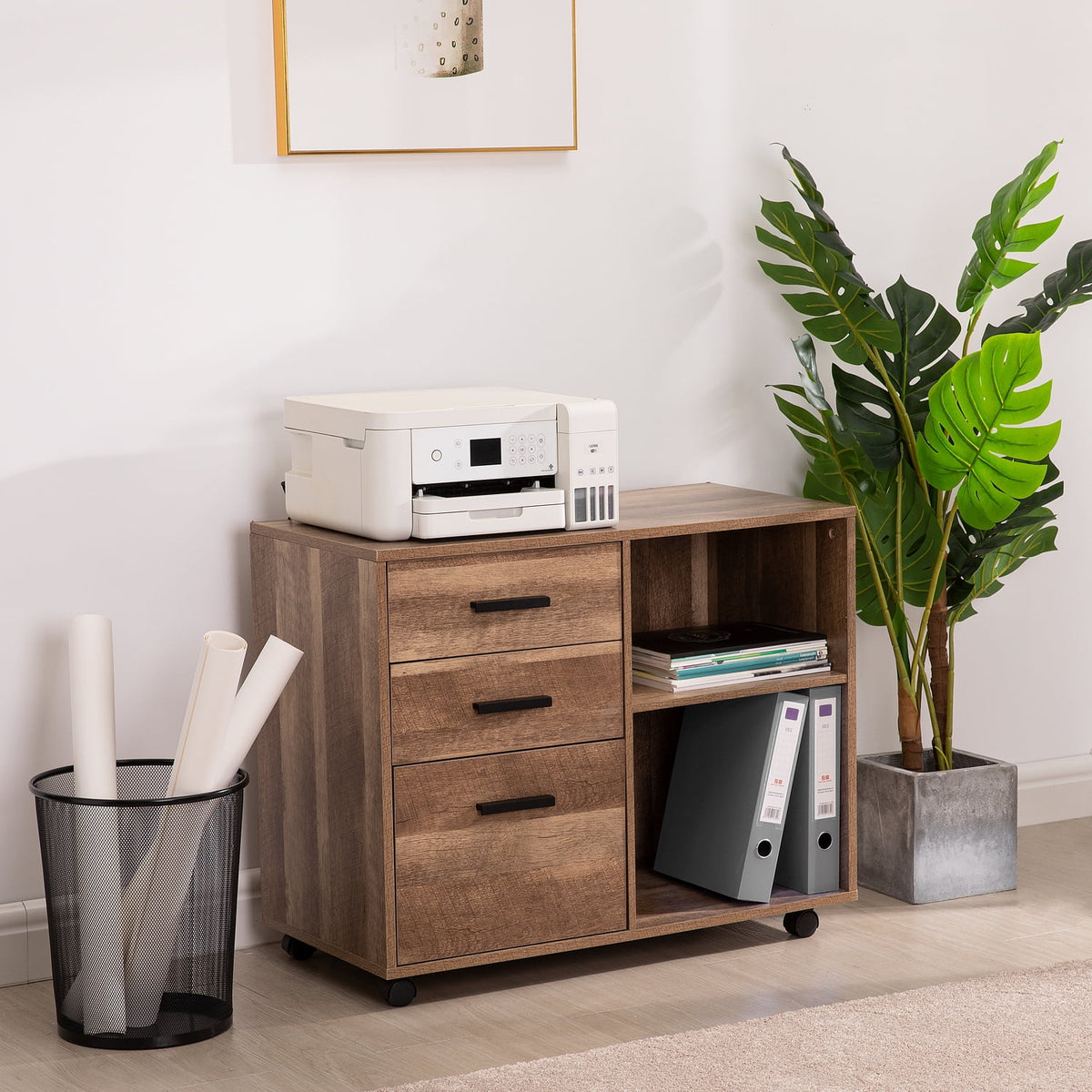 White 5 Drawer Storage Cabinet with Shelf U440096