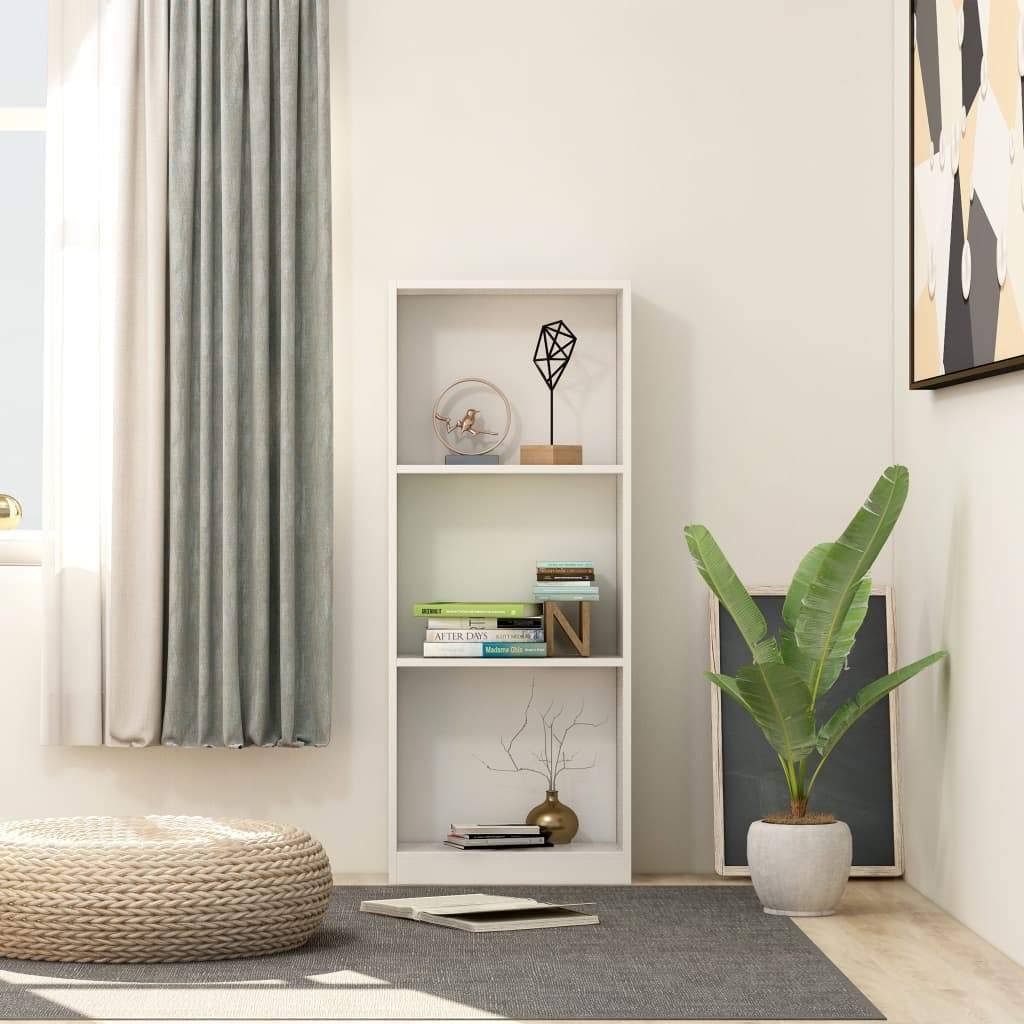 White and Sonoma Oak 4-Tier Book Cabinet T732