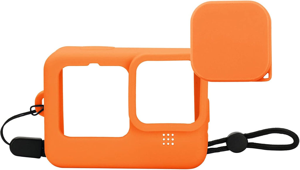 Orange Silicone Protective Case for GoPro Hero 9 with Lens Cap and Lanyard F4684