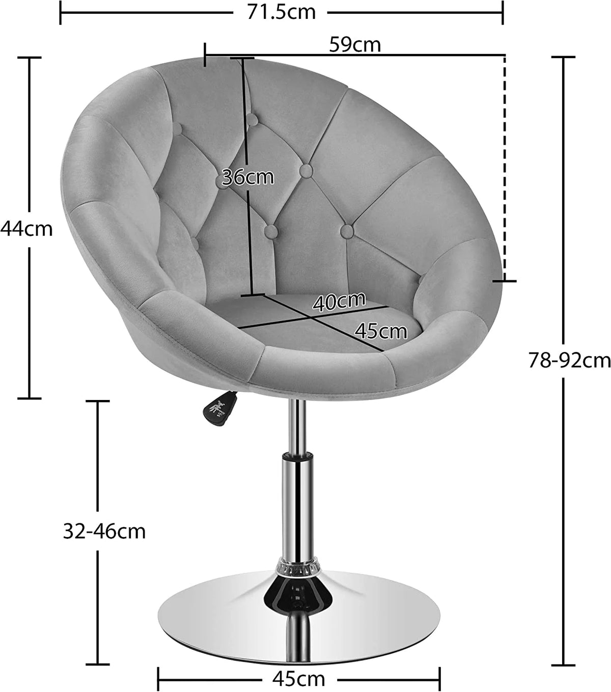 Velvet Tufted Swivel Accent Chair with Chrome Frame E839