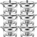 6 Pack 5QT Round Stainless Steel Chafing Dish Buffet Set A280