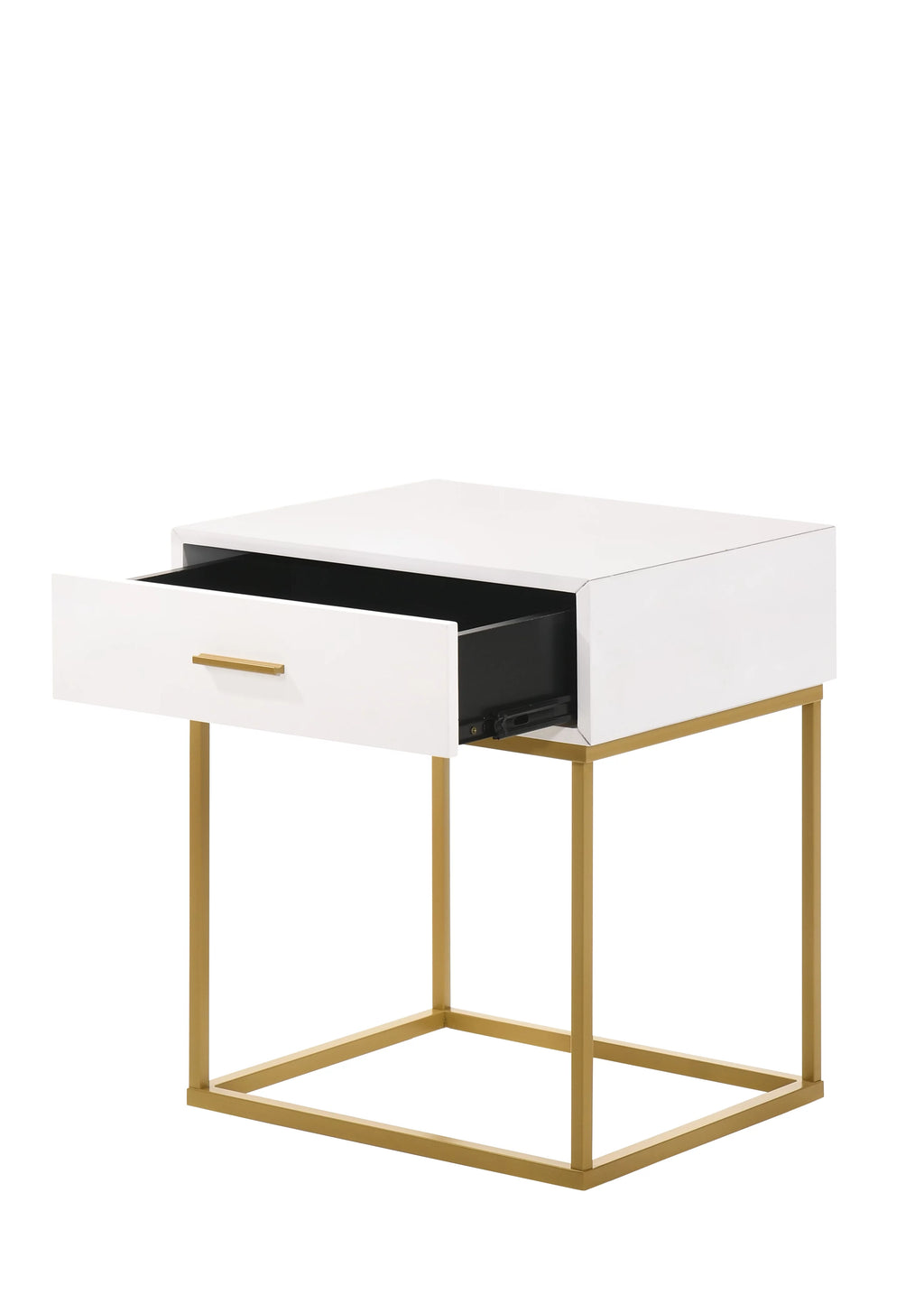 White 1-Drawer Nightstand with Gold Metal Legs M39367