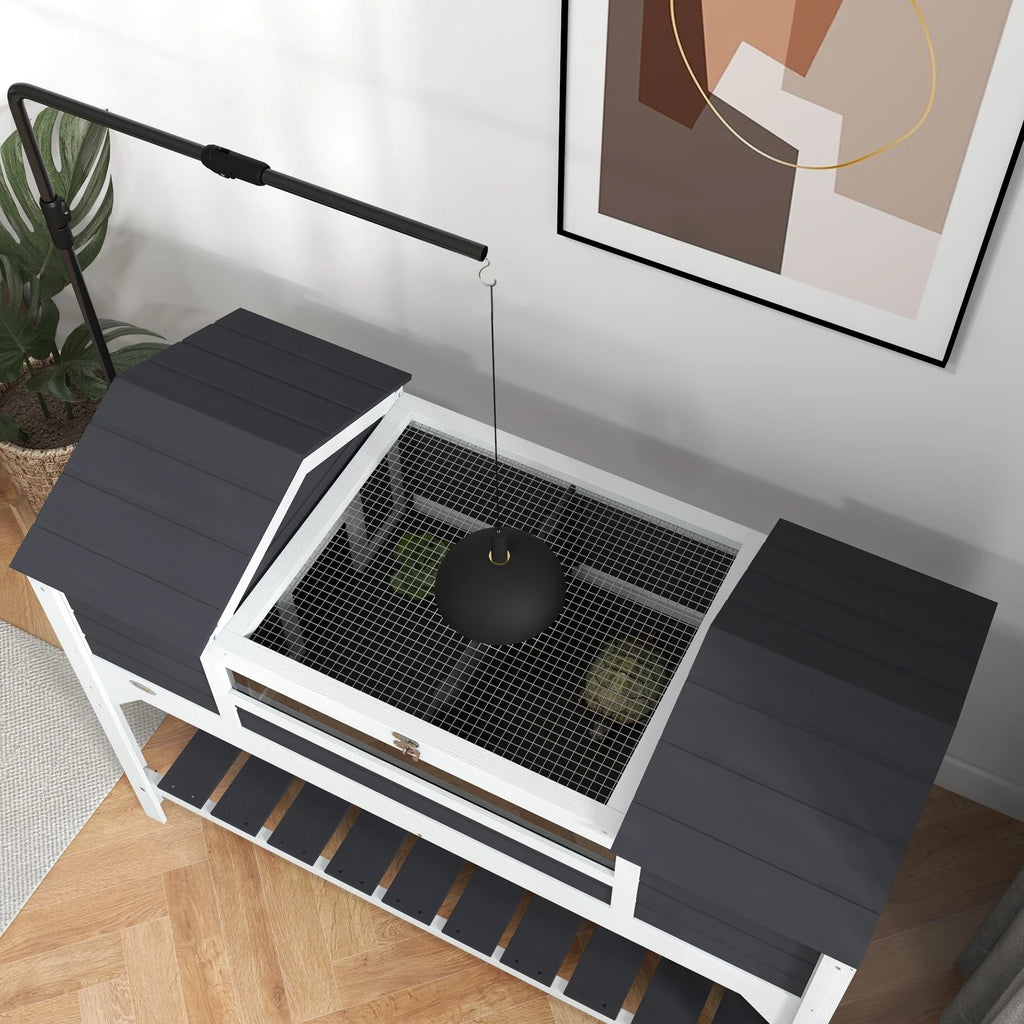 Wooden Tortoise Habitat with Adjustable Lamp Holder V7045